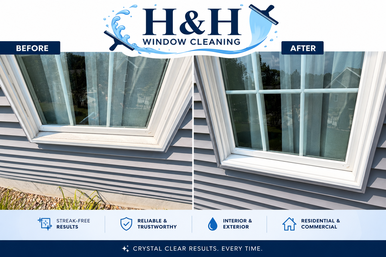 Before and after residential window cleaning
